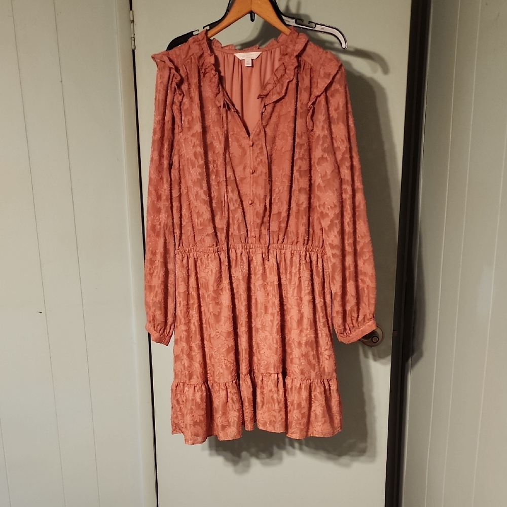LC Lauren Conrad Terracotta Long Sleeve Dress